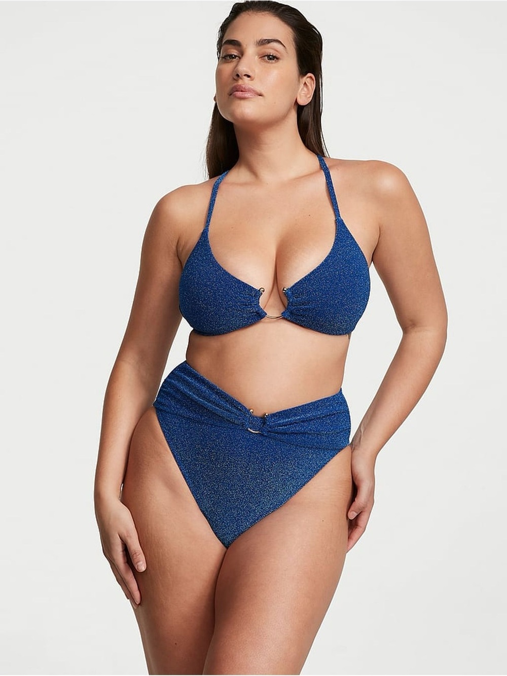 Victoria's Secret Cross over Shimmering Royal Blue Bikini Set Size S/M